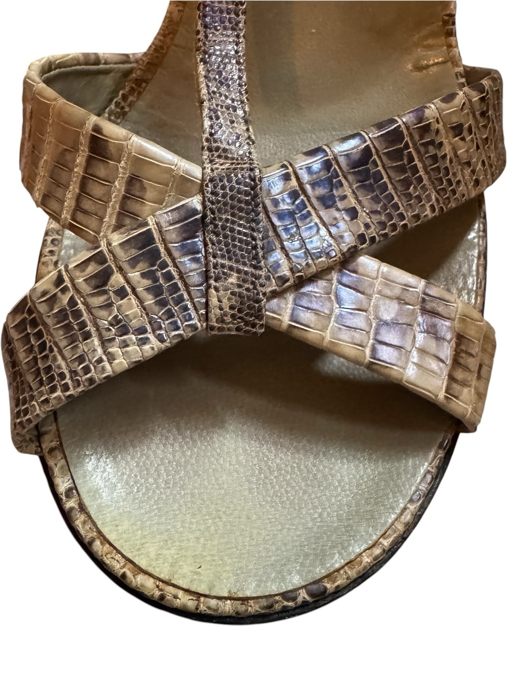 Gucci Women's Vintage Python Leather Strappy Sandals Wood Block Heels 7.5 - Picture 3 of 11